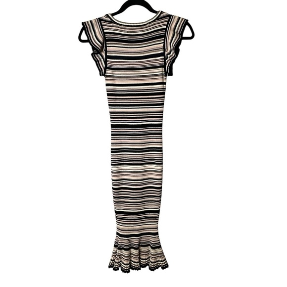 Milly Micro Stripe Mini Mermaid Ribbed Stretch Knit Midi Dress Bodycon NWT Small - Picture 7 of 13